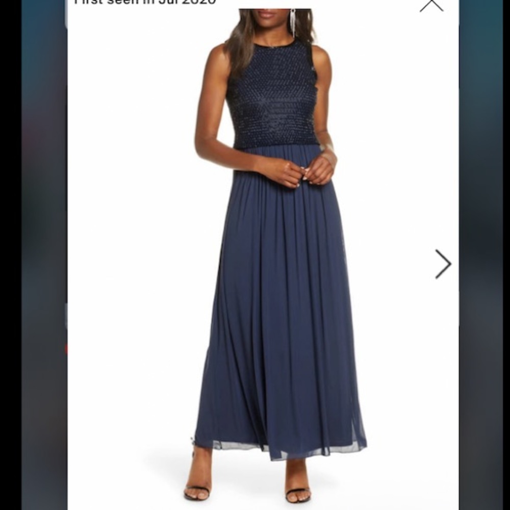NEW Pisarro Nights blue dress sequins sleeveless size 8